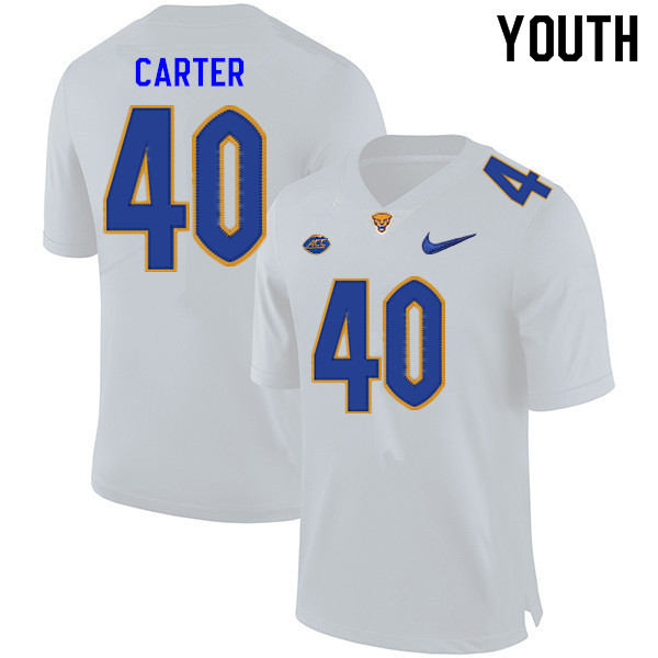 Youth #40 Daniel Carter Pitt Panthers College Football Jerseys Sale-White